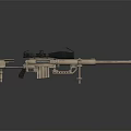 Tactical Tan Sniper Rifle Weapon With Telescopic Scope And Bipod Gear Design
