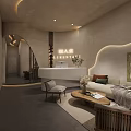 Elegant Beauty Hair Salon Reception Area With Modern Sofa Chairs And Coffee Table