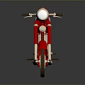 Red Vintage Motorcycle With Brown Seat And Chrome Parts On Dark Background