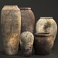 Vintage Ceramic Vessels With Textured Surfaces Unique Shapes And Earth Tones