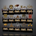 Display Shelf With Chair Clock Flower Scale Toy And Decorative Models