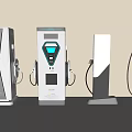 Electric Vehicle Charging Station with Multiple Modern Charging Ports and Digital Displays
