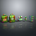 Stylish Green and Red Design Household Products Including Bags and Roll Items