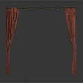 Scenic Decorative Archway Structure With Wooden Brown Curtains And Hanging Drapes