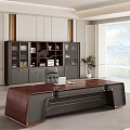 Luxury Modern Executive Office With Large Solid Wood Desk And Matching Full Size Storage Cabinets