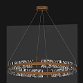 Elegant Gold Frame Chandelier With Double Circular Layers And Marble Panels For Modern Interior 3d model