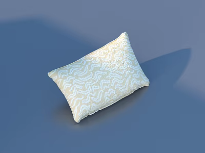 Beige Decorative Pillow With White Wavy Pattern For Home Living Room Decoration 3d model