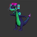 Playful Otter Character With Neon Headphones And Colorful Body Design