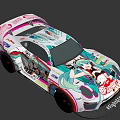 Vibrant Anime Themed Sports Car With Custom Livery And Colorful Graphics