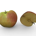 Whole Red and Green Apple with Sliced Half on White Background
