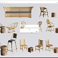 Rattan Table and Chair Combinations with Various Styles for Home Interiors
