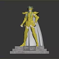 Game Character with Golden Armor Green Hair Standing on Base with Saint Seiya Inscription