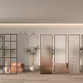 Modern partition Changhong glass partition wire glass partition gradient glass partition water corrugated glass 3d model