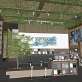 Book Art Space With Greenery Ceiling Wooden Bookshelves And Decorative Artworks