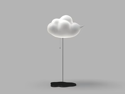 Creative Cloud Shaped Floor Lamp With White Lampshade And Black Stand 3d model