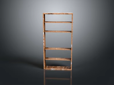 Simple Natural Wooden Bookshelf With Multiple Open Shelves And Vertical Design 3d model