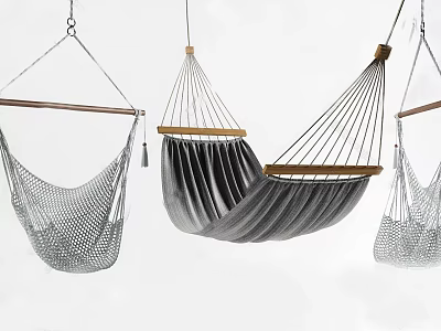 Stylish Mesh and Velvet Hammock Chairs with Wooden Frames for Indoor Use 3d model