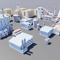 3D Rendering of Industrial Complex With Various Factories Chimneys And Modern Facilities