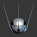 Modern Silver Metallic Spherical Wall Lamp With Sleek Extending Rods Design 3d model