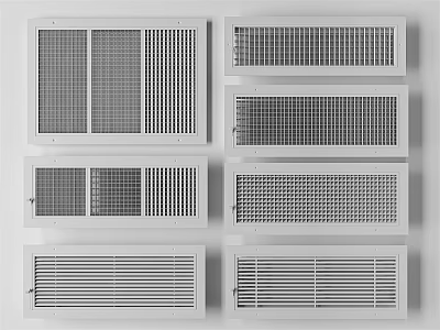 Various Types of Air Conditioner Vents with Different Grille Designs and Styles 3d model
