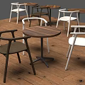 Modern Dining Chairs In White And Dark Colors With Wooden Round Tables Interior
