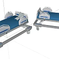 Modern Medical Beds with Blue Mattress White Rails and Rolling Wheels for Hospital Use
