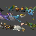 Colorful Cute Cartoon Animal Characters Including Whales Birds Bears And Rabbits
