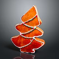 Cartoon Gingerbread Christmas Tree Decorated with White Icing and Red Green Beads