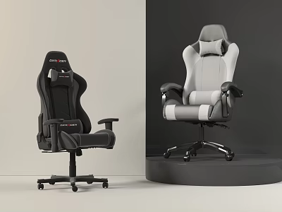 Ergonomic Comfortable Gaming Chairs With Black And Gray White Design 3d model