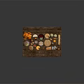 Wooden Picnic Table With Assorted Food Including Roast Chicken Cheese Fruits And Breads