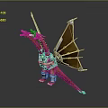 Mechanical Dragon Mythical Creature 3D Model With Armored Body Orange Wings And Metallic Parts