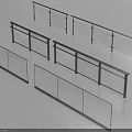 Modern Glass Panel Railings With Metal Frames For Balcony And Staircase 3d model