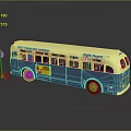 New York Bus Company Eagle Depot Blue Yellow Bus Model With Street Sign