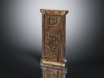 Antique Bronze Carved Decorative Cabinet With Intricate Patterns And Design 3d model