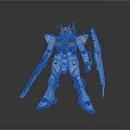 Futuristic Robot Action Figure With White Orange Gray Armor And Sword Weapon