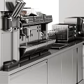 Elegant Modern Kitchen Interior Featuring Stainless Steel Cabinets And Appliances