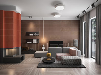 modern living room 3d model