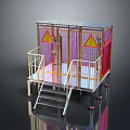 Ornament Decor Set With Metal Frame Triangle Signs Curtains Staircase Railings And Mobile Wheels