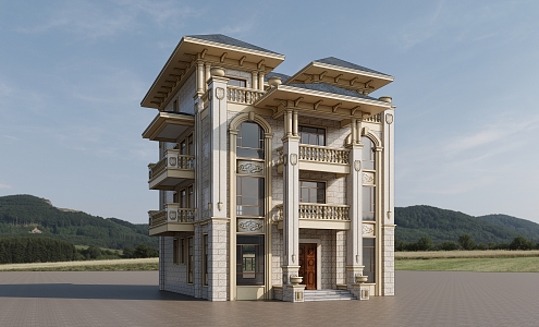 European-style single-family villa 3d model