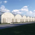 Modern Industrial Factory Building With Arched Roofs Metal Frames And White Walls