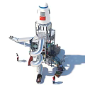 Fun Multi Level Rocket Shaped Garden Ornament With Slide And Play Platforms 3d model