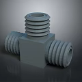 Gray Three Way Pipe Fitting With Threaded Connections And Square Body 3d model