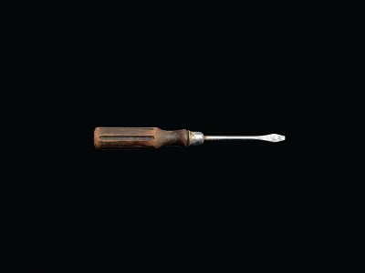 Sturdy Screwdriver Tool With Wooden Handle And Metal Shaft For Hardware Use 3d model