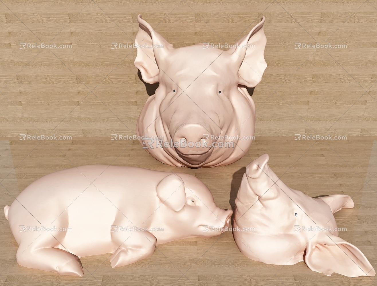 modern pig pig head pork animal 3d model