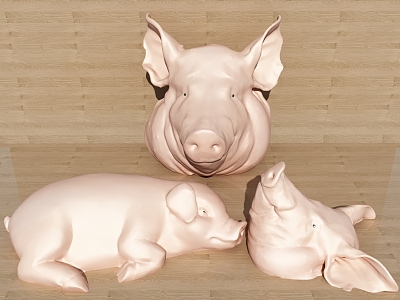 modern pig head pork animal 3d model