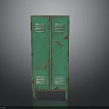 Green Distressed Metal Locker Cabinet With Double Doors And Vintage Style