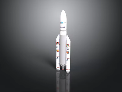 Detailed White Rocket Model For Space Exploration With Logos And Markings 3d model