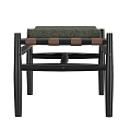 Modern Sofa Bench with Black Wooden Frame and Green Padded Seat