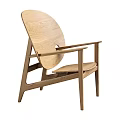 Wooden Accent Chair With Round Backrest And Hollow Design Minimalist Style