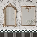 12 Mirror French Retro Bathroom Mirror Decorative Mirror Cosmetic Mirror 3d model